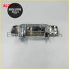 Back view of a chrome metal tailgate handle latch with spring for ford ranger t6 mazda bt-50 2012-2019