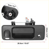 Black plastic tailgate handle for Toyota Tundra Tacoma with camera hole and rectangular grip showing back side