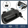 Black plastic tailgate handle with integrated keyhole for Toyota Tundra 2000 to 2006 shown from back side