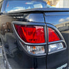 Black plastic taillight covers with red and clear lenses for mazda bt 50 2012-2020 matte black shown from back side