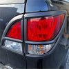 Black plastic taillight covers with red and clear lenses for mazda bt-50 2012-2020 matte black back view