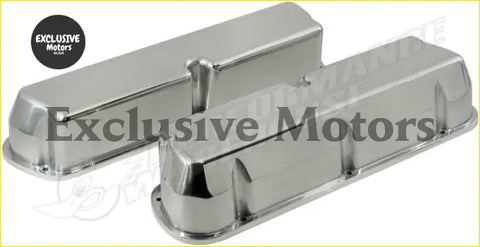 Tall valve covers aluminum smooth with chrome finish and polished metallic sheen for ford 289 302 351w engines