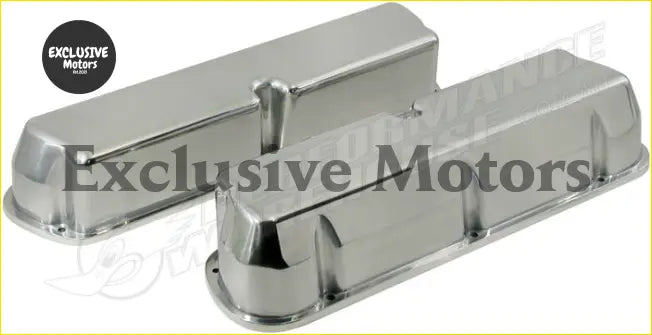 Tall valve covers aluminum smooth with chrome finish and polished metallic sheen for ford 289 302 351w engines
