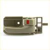 Tan plastic door handle bezel for Toyota Hilux SR5 2004-2013 with a beige handle and red latch detail backside view
