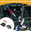 Black plastic throttle accelerator connector plug with metallic terminals for toyota and mitsubishi vehicles with inset showing matching parts