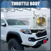 White and gold metallic throttle body with black electrical connector for toyota tacoma 27l l4 2016-2022 back side view