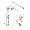 Black and red illustrated diagram of brake pedal assembly for throttle cable in toyota hilux ln85 ln107 ln110 ln111 1990