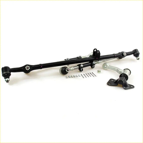 Black painted steel tie rod idler arm center link set with chrome fittings and hardware for nissan d21 navara king cab