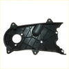 Black plastic timing belt cover for Toyota Hilux KDN145 KDN150 KDN190 1997-2005 with textured ribbed surface and mounting holes