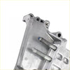 Silver metallic timing chain oil pump cover with threaded bolts and machined surfaces for hyundai tucson 2.0 2014-2019
