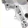 Silver metallic timing chain oil pump cover with machined surface and bolt holes for hyundai tucson 2.0 2014-2019
