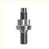 Silver metallic threaded bolt with hexagonal nut and flanged collar in titanium exhaust manifold stud kit for Nissan Patrol GU