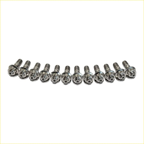 A set of ten shiny chrome finish titanium exhaust manifold stud bolts with hex heads for ford territory barra 4.0l