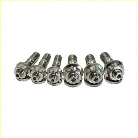 Set of six chrome-finished titanium turbo charger stud bolts with hexagonal heads for ford transit use