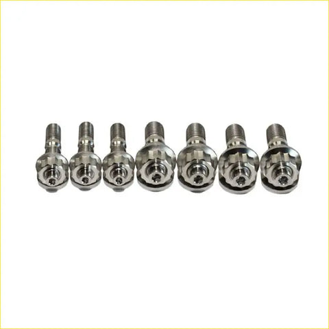 Set of six chrome finished lug nuts with hex heads and threaded shafts for titanium turbo charger stud kit ford transit vm 2.4l