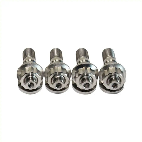 Set of four metallic silver titanium lug bolts with hex heads for mitsubishi mn triton 4wd turbo charger kit