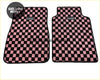 Pink and black checkered woven car floor mats with tomu branding from Tomu Sakura collection