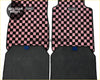 Tomu Sakura pink checker floor mats with pink and black checkered woven top and non-slip rubber backing for cars