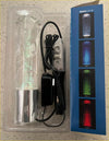 Clear cylindrical led tornado spinning glitter gear knob with silver base green liquid and car charger cable