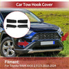 Black plastic tow hook cover cap for Toyota RAV4 XA50 2019-2023 shown from the back side