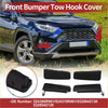 Black plastic tow hook cover cap for toyota rav4 xa50 2019-2023 showing front and back side details