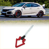 Red and silver metal folding screw-on tow hook with triangular grip for toyota avanza front and rear recovery