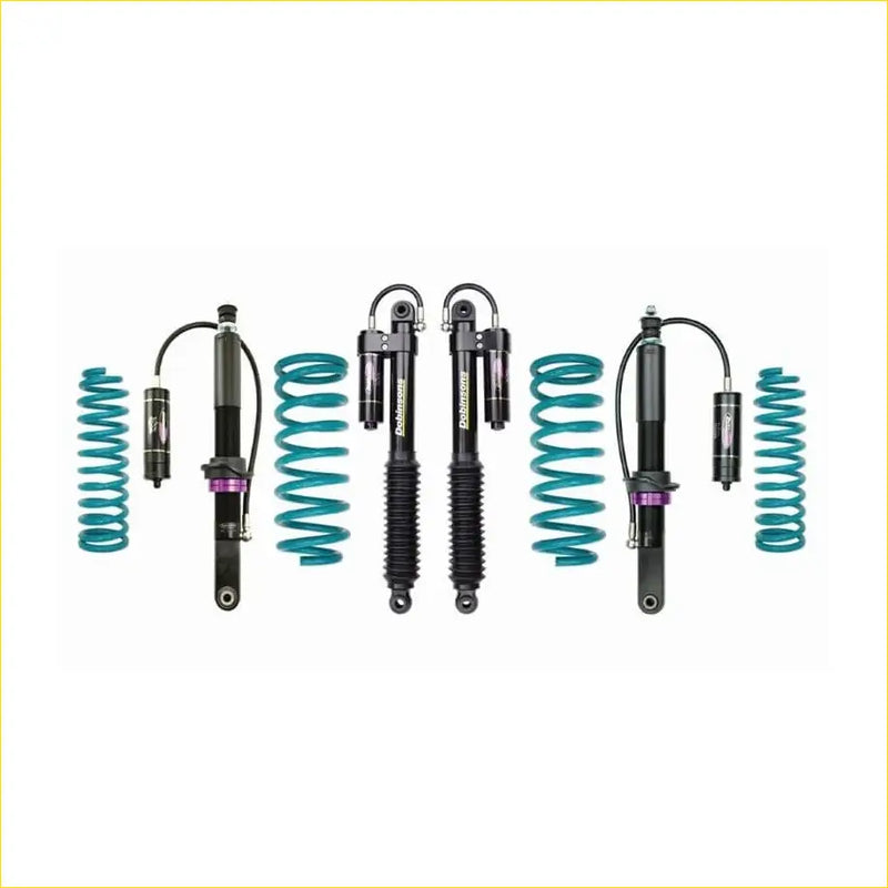 Teal and black coilover suspension kit with purple accents for toyota fj cruiser gsj15 dobinsons monotube remote