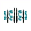 Set of teal coilover suspension components with black shock absorbers for toyota fortuner dobinsons ims monotube lift kit