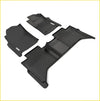 Black rubber deep dish all-weather floor liners for toyota hilux 8th gen with textured ribbed surfaces and molded contours