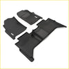 Black rubber deep dish all-weather floor liners with molded contours and textured grip for toyota hilux 8th gen