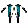 Teal and black coilover suspension shocks with purple accents for toyota hilux n80 2015 onwards dobinsons monotube remote reservoir
