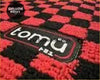 Red and black checkered car floor mat with tomu logo embroidered for toyota jzx100 jzx90 chaser use