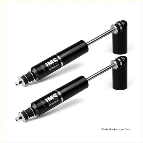 Black ims shock absorbers with chrome accents and sleek cylindrical design for toyota landcruiser 78 series dobinsons monotube remote