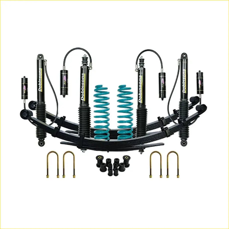 Black and teal dobinsons monotube remote coilover suspension kit for toyota landcruiser 79 series 1999 on