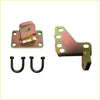 A pair of olive green and pinkish metallic powder coated mounting brackets for toyota landcruiser 79 series dobinsons monotube remote