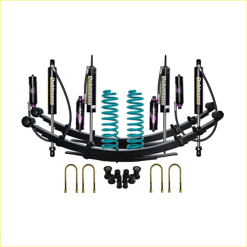 Black and teal dobinsons monotube remote coilover suspension kit for toyota landcruiser 79 series 09 1999 on
