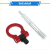Red and black metal trailer ring eye towing hook with threaded bolt for toyota avanza 2010-2023 shown from back side