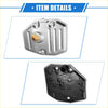 Silver metallic oil pan with central opening and vertical ridges next to black plastic part for toyota voxy 2.0l filter kit