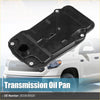 Black plastic transmission filter oil pan with molded contours and four silver bolts for toyota land cruiser 5.7l a t