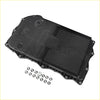 Black plastic transmission oil pan kit with ribbed surface and silver bolts for dodge jeep grand cherokee ram 1500
