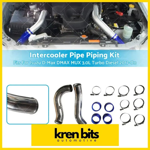 Chrome finished intercooler piping kit with blue clamps for isuzu d-max mux 3.0l turbo diesel engine