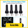 Set of four black tire valve stems with matching clips for Nissan Patrol y62 tyre pressure monitoring system valves