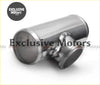 Shiny chrome stainless steel exhaust manifold with polished reflective surface and welded joint for universal 57mm flange pipe