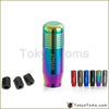 Iridescent rainbow-colored titanium universal aluminum manual gear shift knob with epwan branding and textured grip