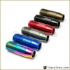 Set of five epman racing pipe end caps in metallic gold black red silver blue and iridescent finishes for cars