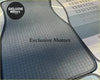 Black rubber universal bride fabric car floor mat with textured perforated surface and stitched edges
