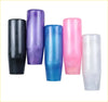 Five translucent cylindrical universal koyo gear knobs in black purple blue pink and clear colors