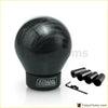 Black carbon fiber universal gear shift knob with matte finish and epman sport italy branding on the base