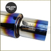 Shiny chrome finished hks exhaust tip with blue purple iridescent coating for universal stainless steel muffler 63mm