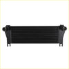 Black aluminium 70mm upgrade intercooler with ribbed core and flanged ends for ford ranger 3.2l shown from back side